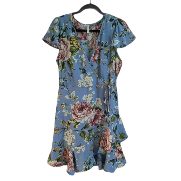Xhilaration Dresses & Skirts - Xhilaration | Floral Wrap Dress | Ruffled Sleeve
